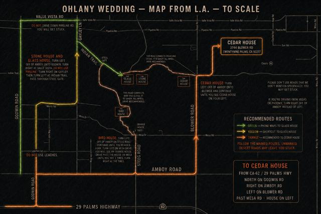 Driving map from LA to the venue