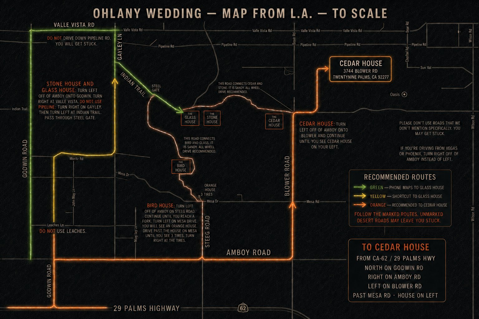 Driving map from LA to the venue
